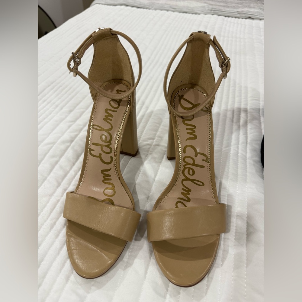 Sam Edelman Beige Block Heel Sandals